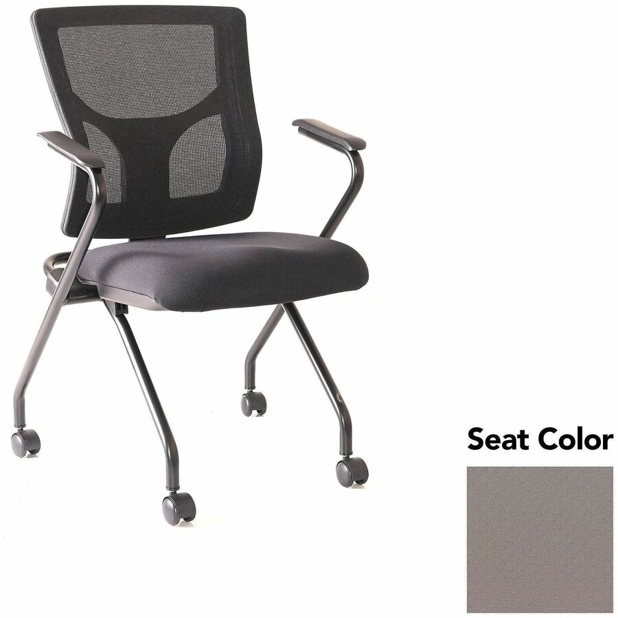 Lorell Conjure Mesh Training Chairs with Arms - Insight Fossil Seat Color - Polyurethane, Foam Seat Material - Mesh Back Material - High Back - Black - Armrest - 2 / Carton