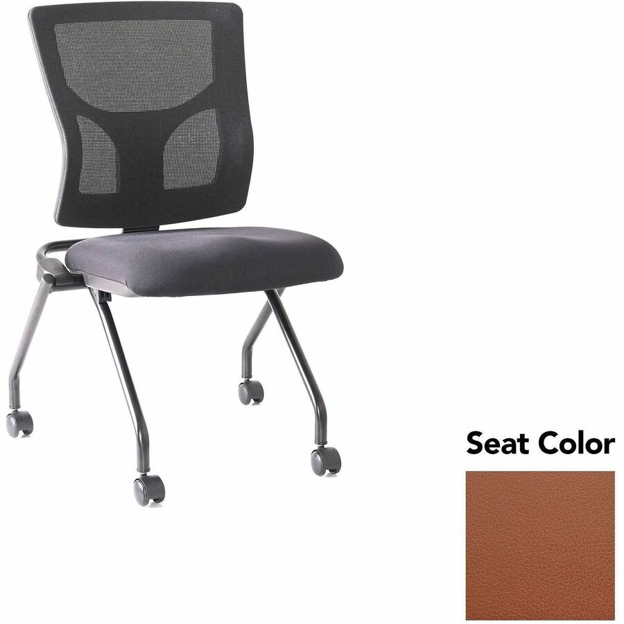 Lorell Conjure Mesh Training Chairs - Canyon Cordovan Seat Color - Polyurethane Foam Seat Material - Mesh Back Material - 2 / Carton