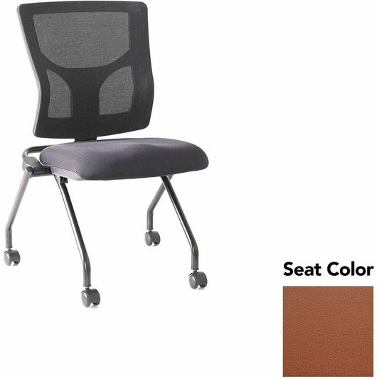 Lorell Conjure Mesh Training Chairs - Canyon Cordovan Seat Color - Polyurethane Foam Seat Material - Mesh Back Material - 2 / Carton