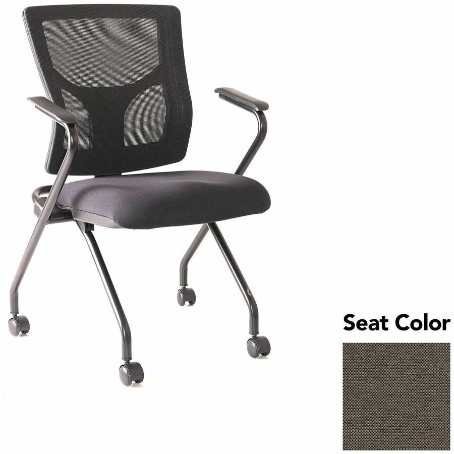 Lorell Conjure Mesh Training Chairs with Arms - Shire Stonewall Seat Color - Polyurethane, Foam Seat Material - Mesh Back Material - High Back - Black - Armrest - 2 / Carton