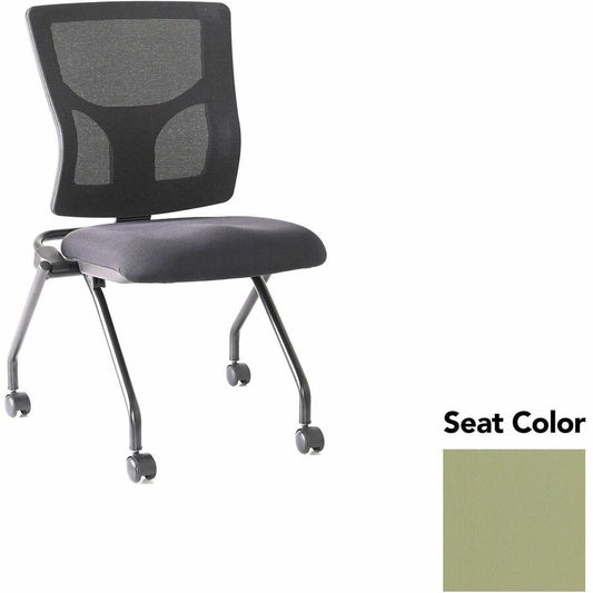 Lorell Conjure Mesh Training Chairs - Dillon Sage Seat Color - Polyurethane Foam Seat Material - Mesh Back Material - 2 / Carton