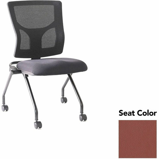 Lorell Conjure Mesh Training Chairs - Dillon Cordovan Seat Color - Polyurethane Foam Seat Material - Mesh Back Material - 2 / Carton