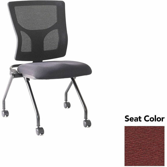 Lorell Conjure Mesh Training Chairs - Fuse Carmine Seat Color - Polyurethane Foam Seat Material - Mesh Back Material - 2 / Carton