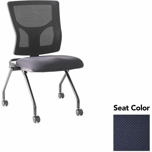 Lorell Conjure Mesh Training Chairs - Perfection Navy Seat Color - Polyurethane Foam Seat Material - Mesh Back Material - 2 / Carton