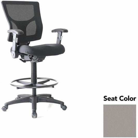 Lorell Conjure Office Stool - Castillo Metal Seat Color - Polyurethane Foam Seat Material - Mesh Back Material - Armrest - 1 Each