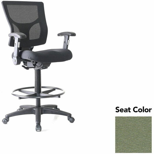 Lorell Conjure Office Stool - Fuse Cress Seat Color - Polyurethane Foam Seat Material - Mesh Back Material - Armrest - 1 Each