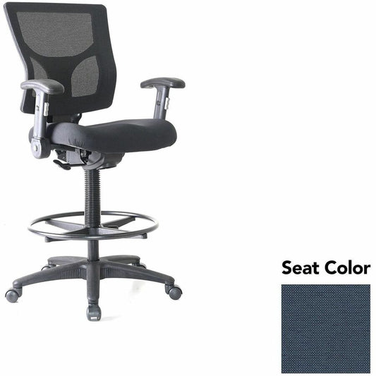 Lorell Conjure Office Stool - Shire Chesapeake Seat Color - Polyurethane Foam Seat Material - Mesh Back Material - Armrest - 1 Each
