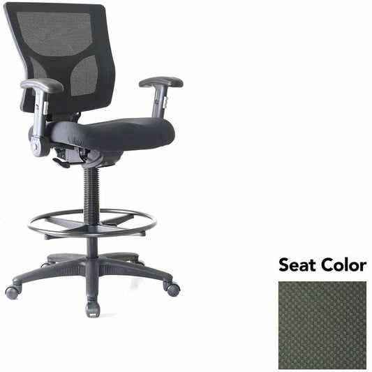 Lorell Conjure Office Stool - Perfection Olive Green Seat Color - Polyurethane Foam Seat Material - Mesh Back Material - Armrest - 1 Each