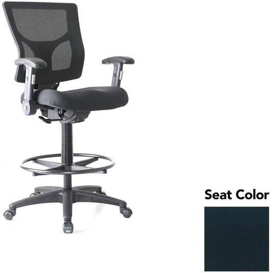 Lorell Conjure Office Stool - Insight Ebony Seat Color - Polyurethane Foam Seat Material - Mesh Back Material - Armrest - 1 Each