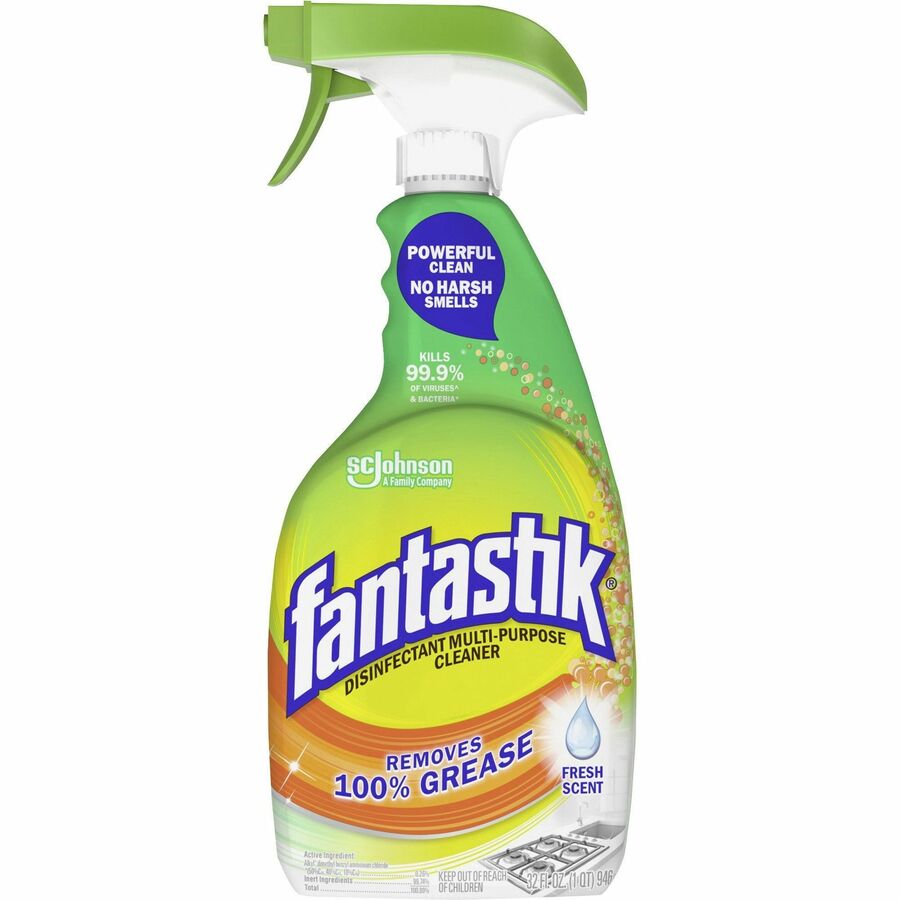 fantastik&reg, All-Purpose Cleaner - For Multi Surface, Multipurpose - Spray - 32 fl oz (1 quart) - Fresh Scent - Disinfectant, Deodorize, Pleasant Scent - Green - 8 / Carton