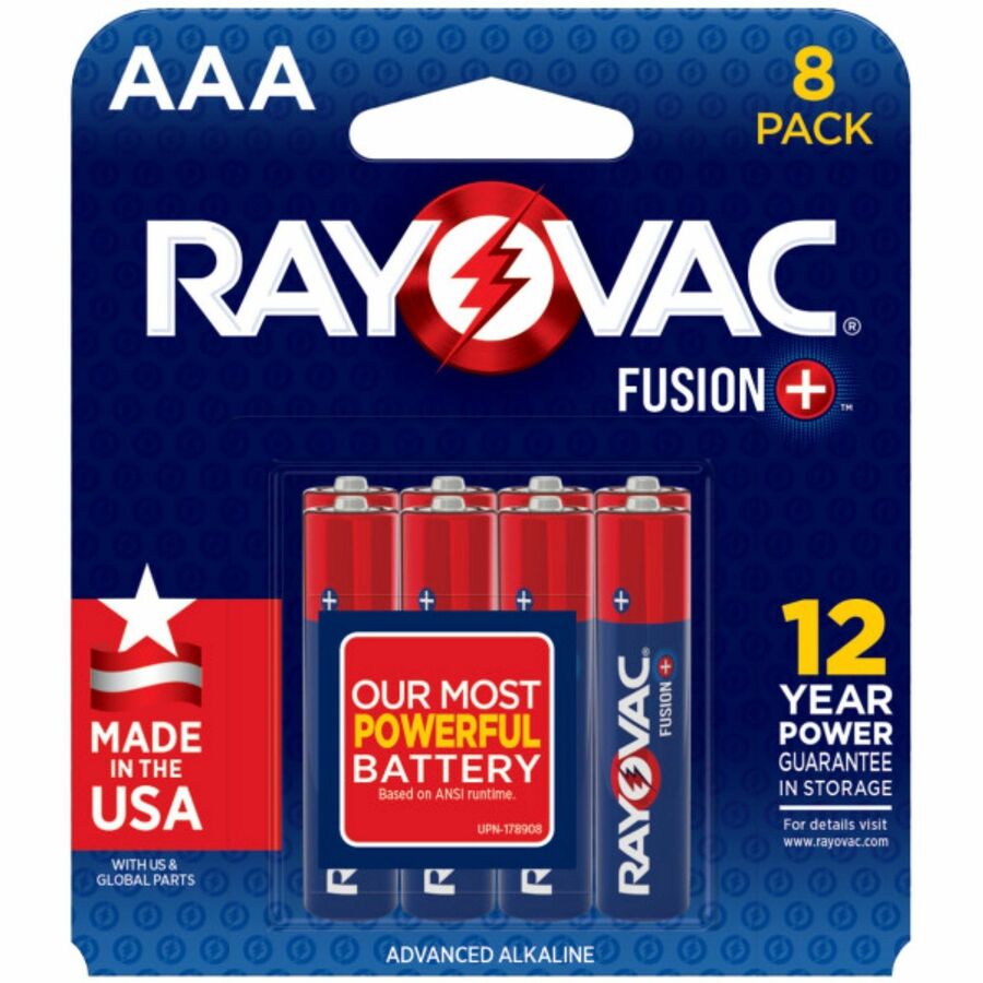 Rayovac Fusion Battery - For Microphone, Video Game Controller, Toy, Headset, Remote Control Aircraft, High Drain Device - AAA - 8/Pack - 4 / Carton