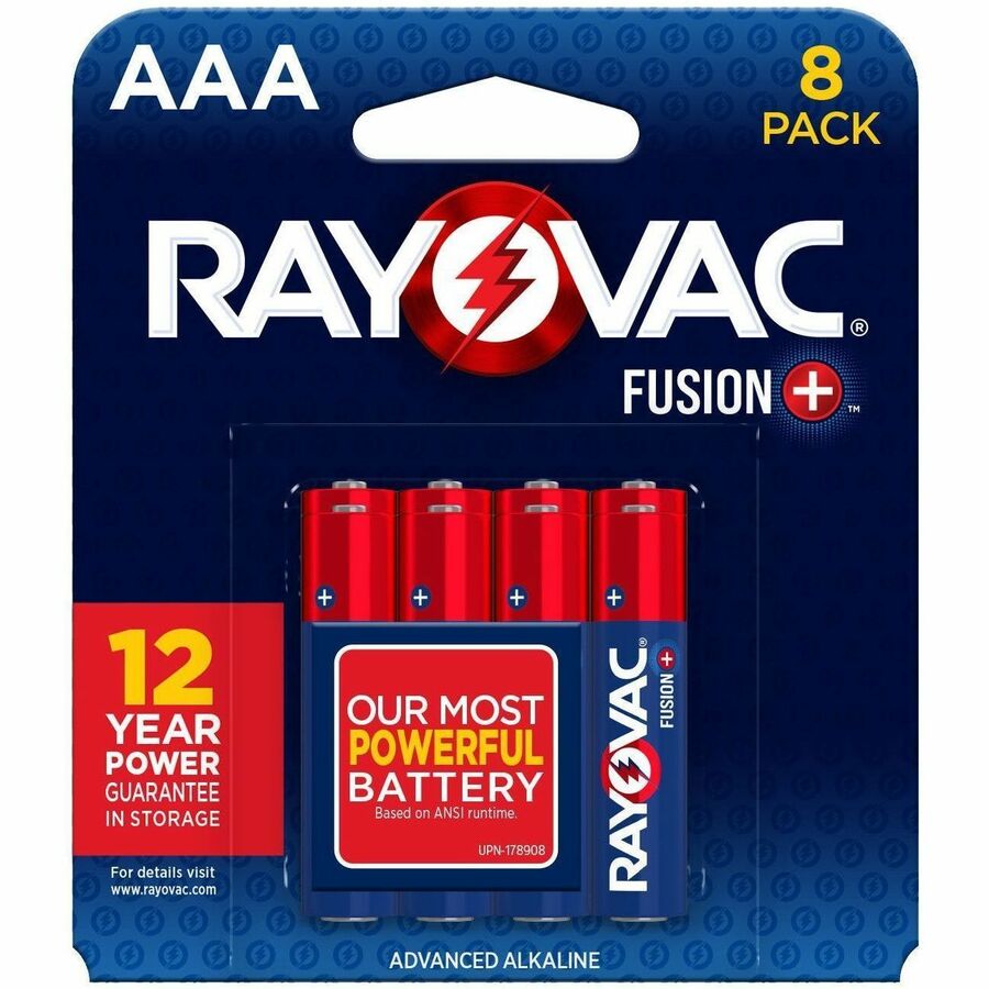 Rayovac Fusion Battery - For Toy, Video Game Controller, Wireless Headset, Drone - AAA - 12 Year Shelf Life - 8 / Pack