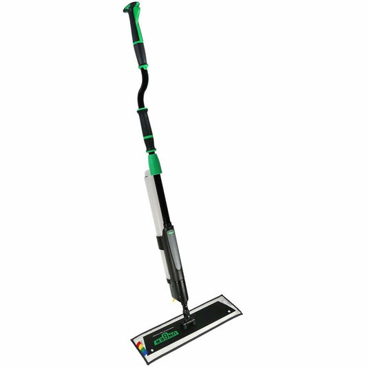 Unger Excella Floor Cleaning Straight Kit - MicroFiber Head - Non-slip, Lightweight - Black, Green, Gray - 1 Carton
