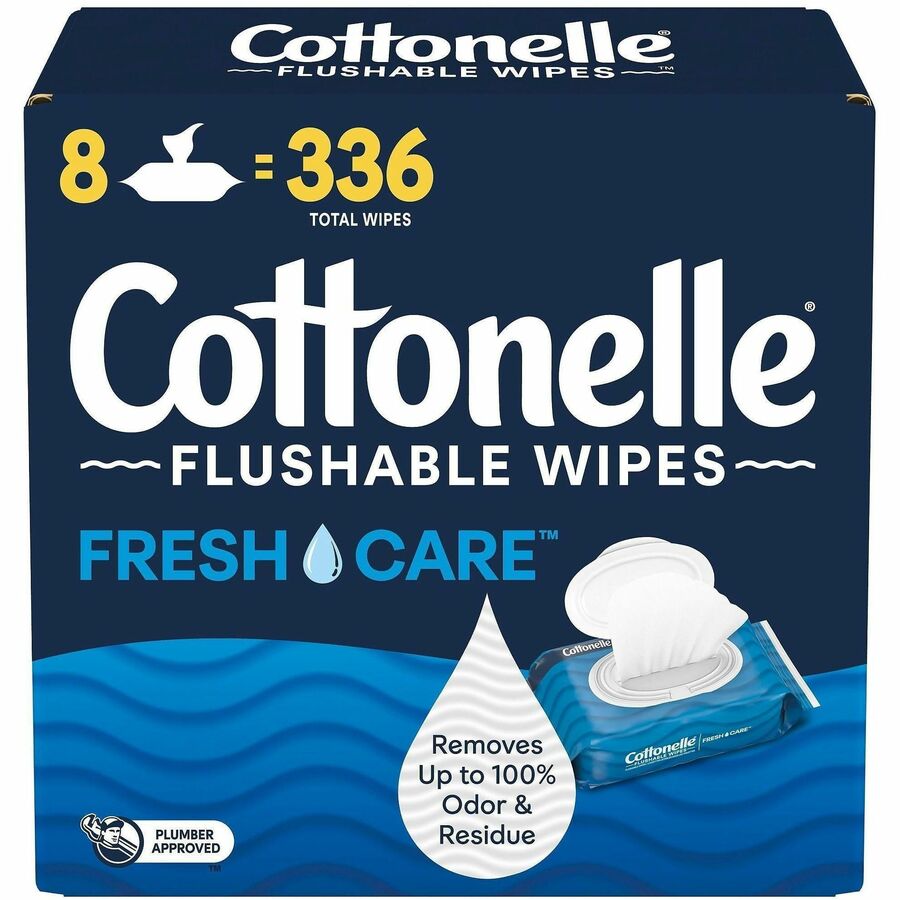 Cottonelle FreshCare Flush Wipes - CleaningRipples Texture - White - Fiber - 8 / Box