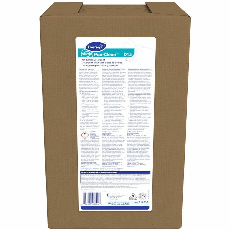 Suma Pan-Clean D1.5 - For Multipurpose - Concentrate - Liquid - 320 fl oz (10 quart) - 6.5 pH - Floral, Woody Floral Scent - Recommended For: Grease Remover, Soil Remover, Food Remover, Residue Remover - Non-corrosive, Long Lasting - Blue - 1 Carton