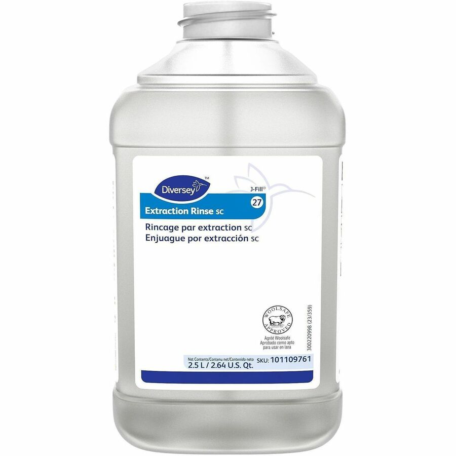 Diversey Carpet Extraction Rinse - For Wool, Carpet - Concentrate - Liquid - 84.5 fl oz (2.6 quart) - 3.24 to 4.24 pH - Fruity Floral, Fruity Scent - Recommended For: Residue Remover, Hard Water Deposit Remover, Salt Remover - Versatile, Residue-free...