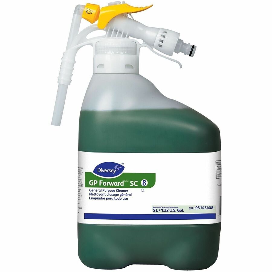 Diversey GP Forward General Purpose Cleaner - For Multi Surface - Concentrate - Liquid - 169.1 fl oz (5.3 quart) - 11.4 to 12.83 pH - Citrus Scent - Recommended For: Dirt Remover, Grit Remover, Grease Remover, Soap Scum Remover - Versatile, Rinse-free...