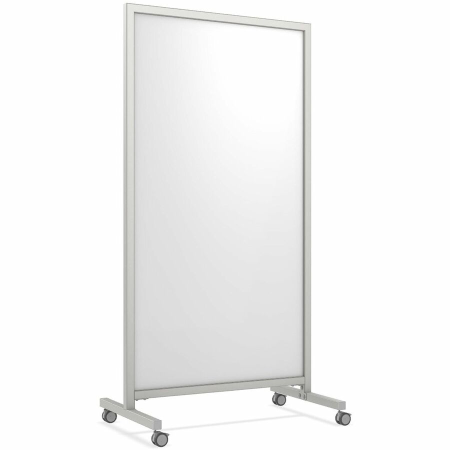 Ghent EZ Mobile Glassboard - 38" (3.2 ft) Width x 75" (6.3 ft) Height - White Porcelain Surface - Anodized Satin Aluminum Frame - Vertical - Magnetic - Ghost Resistant, Stain Resistant, Heavy Duty, Locking Casters, Durable, Casters, Scratch Resistant...