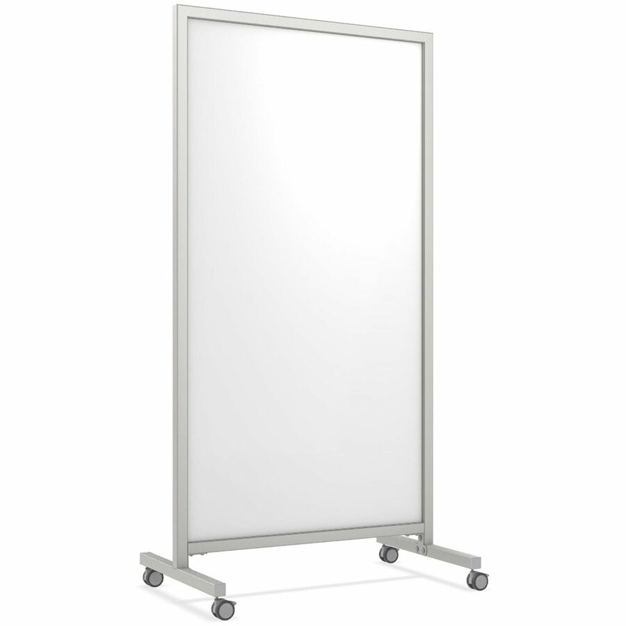 Ghent EZ Mobile Glassboard - 36" (3 ft) Width x 72" (6 ft) Height - White Glass Surface - Gray Satin Aluminum, Silver Frame - Magnetic - Durable, Casters, Ghost Resistant, Stain Resistant, Heavy Duty, Locking Casters, Magnetic, Double-sided - Assembly...