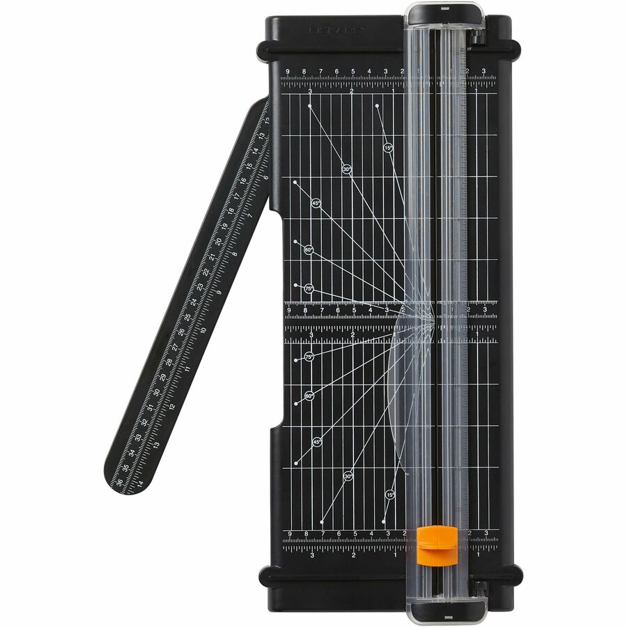 Fiskars SureCut 12" Portable Paper Trimmer - Titanium Blade - Portable, Corrosion Resistant, Break Proof, Fray Proof, Wear Resistant Blade, Scratch Resistant Blade - Stainless Steel - Black - 1 Each