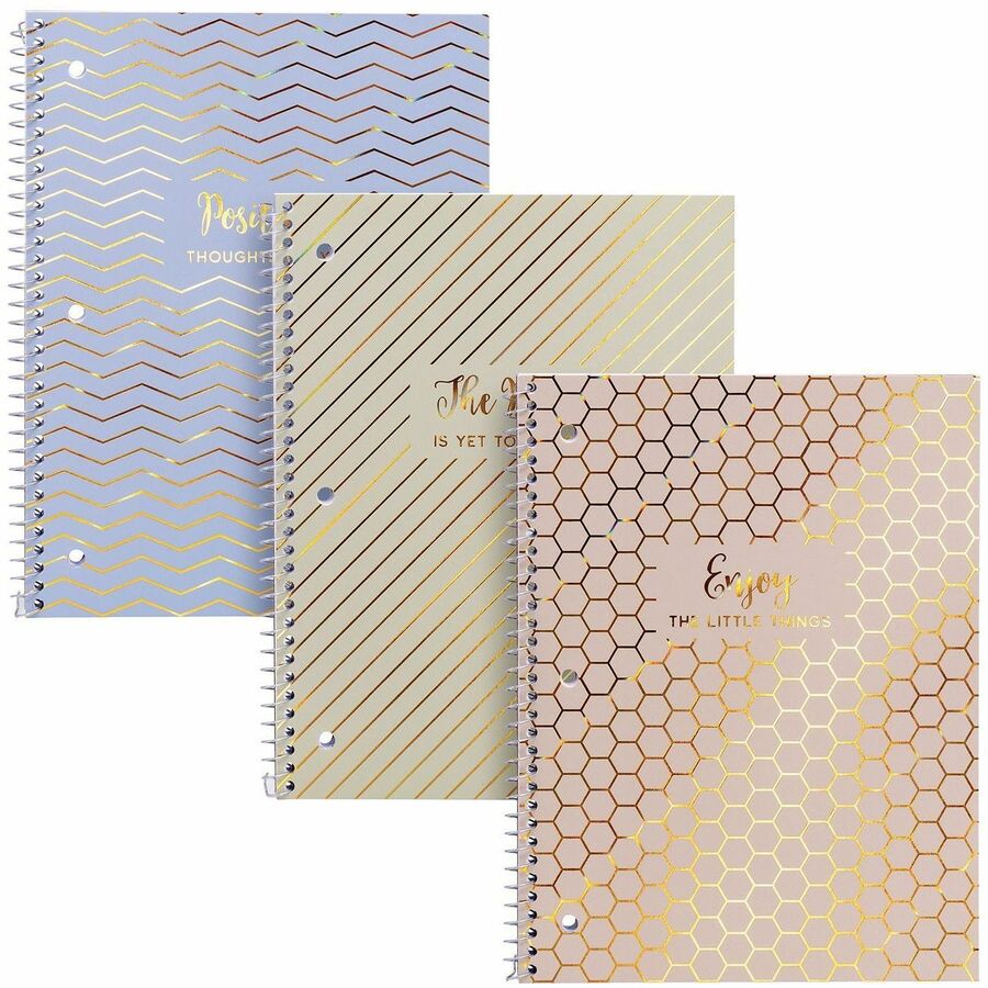 Pukka Pads Haze Notebook - 50 Sheets - Spiral - 3 Hole(s) - 80 g/m², Grammage - Letter - 8 1/2" x 11" Sheet Size - Cardboard Cover - 3 / Pack