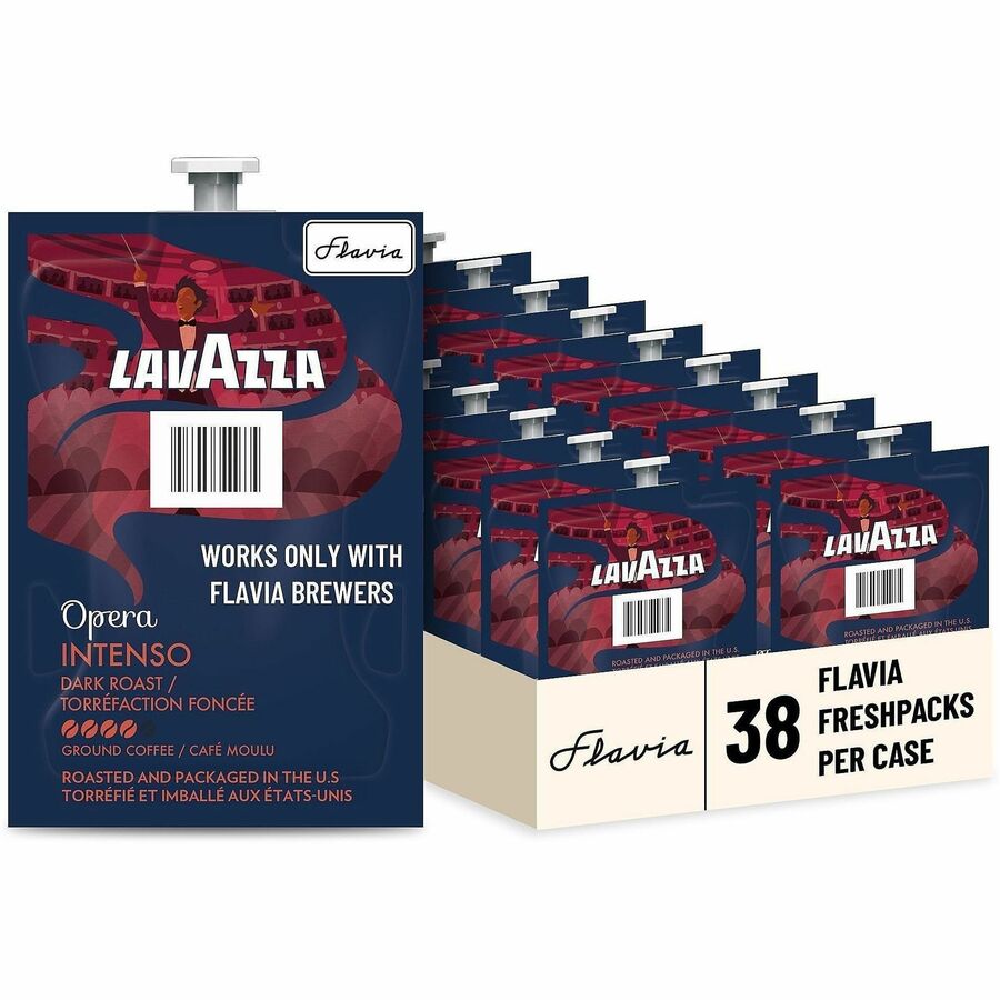 Flavia Freshpack Opera Intenso Dark Roast Coffee - Compatible with Flavia Aroma, Flavia Creation 300, FLAVIA Creation 600 - Hot Coffee - Medium/Dark - 0.3 oz - Freshpack - Intenso, Arabica, Robusta - Kosher - 38 / Carton