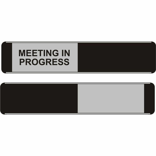 Seco Door Signs - Print/Message "Meeting In Progress" - 10" Width x 2" Height - Door-mountable - Self-adhesive - Display, Meeting, Room - Aluminum, Polyvinyl Chloride (PVC) - Multicolor - 1 Each