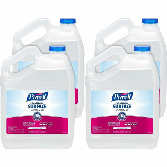 PURELL, Foodservice Surface Sanitizer - For Surface, Multi Surface - Liquid - 128 fl oz (4 quart) - Fragrance-free, Disinfectant, Kosher, Refillable - Clear Bottle - 4 / Carton