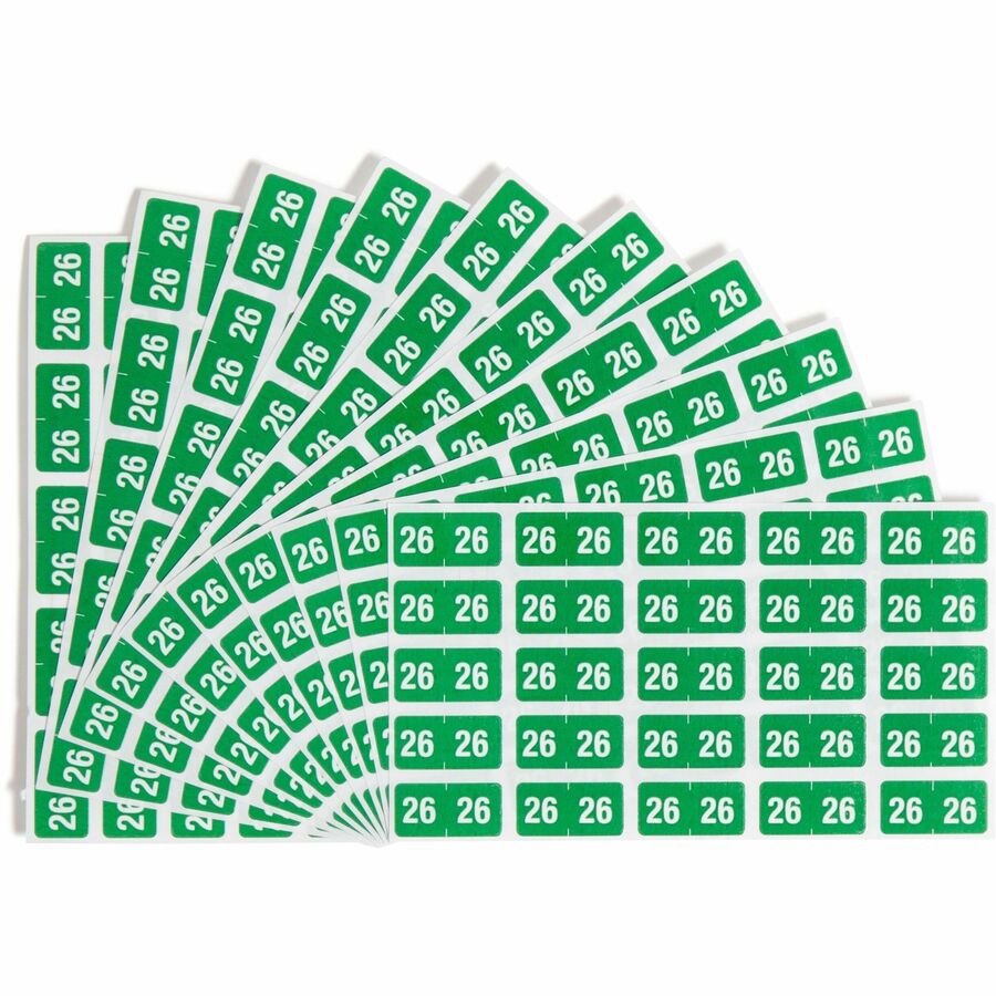 Smead ETS Color-Coded Year Labels - 1/2" Height x 1" Width - Green - Paper - Laminated - 25 / Sheet - 10 Total Sheets - 2026 Total Label(s) - 1 Pack