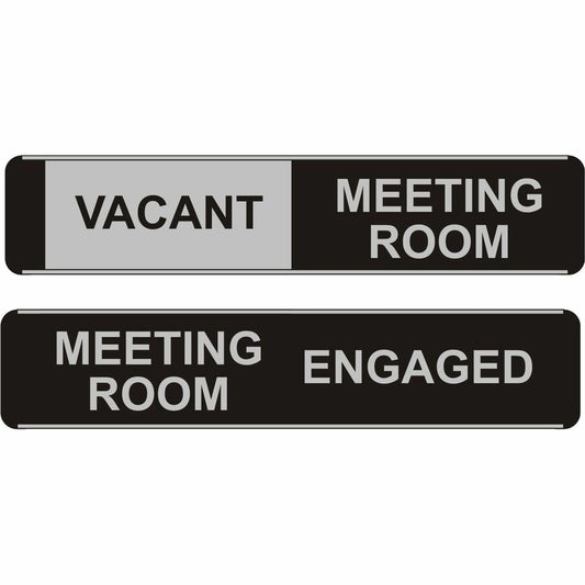 Stewart Superior Conference Room Sign - Print/Message "Meeting Room" , "Engaged" , "Meeting Room" , "Vacant" - 10" Width x 2" Height - Self-adhesive - Conference - Aluminum, Polyvinyl Chloride (PVC) - Multicolor - 1 Each