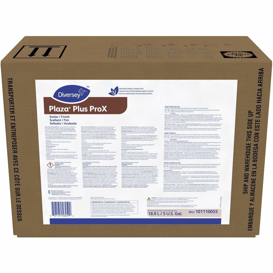 Diversey Care Plaza Plus Sealer/Finish - For Multi Surface - Ready-To-Use - 640 fl oz (20 quart) - Long Lasting, Durable - White - 1 Each