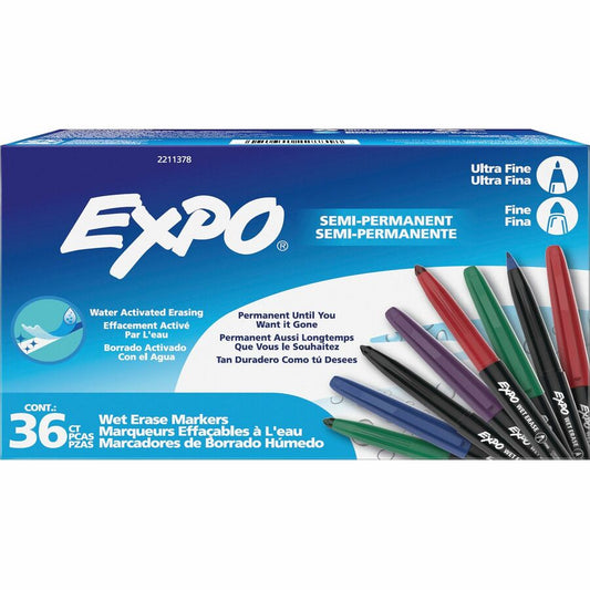 Expo Wet-Erase Markers - Erasable - Assorted Ink - 36 / Box