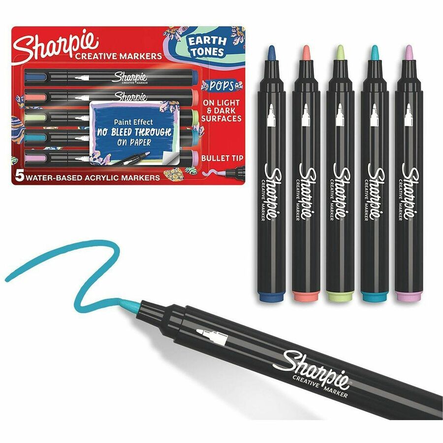 Sharpie Creative Markers - Assorted Ink - Water Based - 5 / Pack