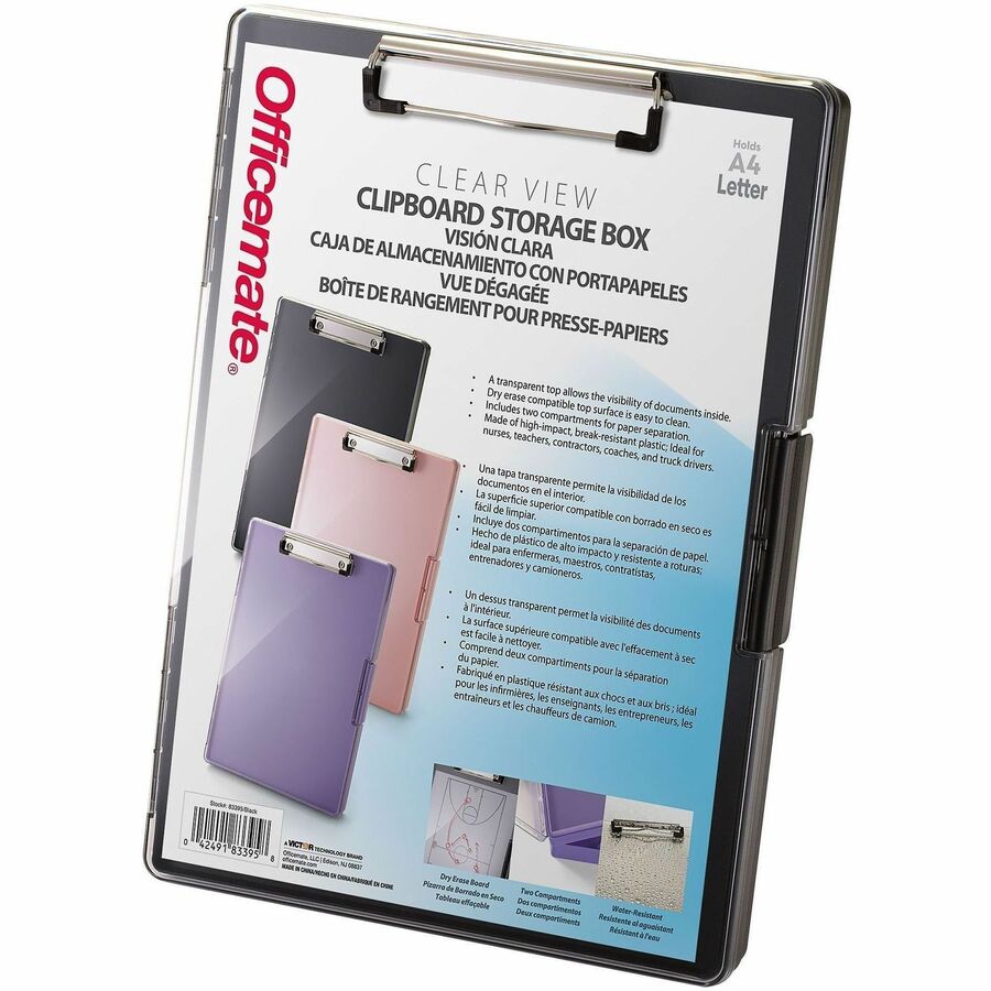 Officemate Clipboard Storage Boxes - Storage for Document, Paper - Plastic - Black - 1 Each