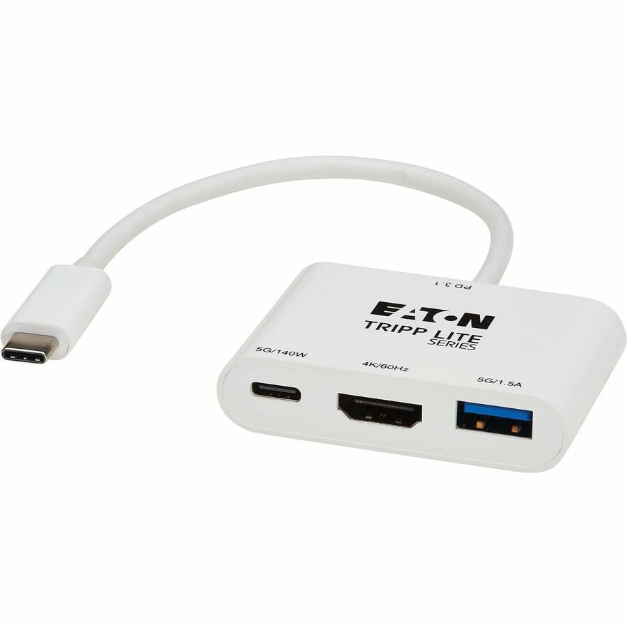 Tripp Lite series U444-06N-H4U-C3 HDMI/USB/USB-C Audio/Video Adapter - 1 x USB 3.2 (Gen 1) Type C - Male - 1 x HDMI Digital Audio/Video - Female, 1 x USB 3.2 (Gen 1) Type C - Female, 1 x USB 3.2 (Gen 1) Type A - Female - 4096 x 2160 Supported - Nickel...