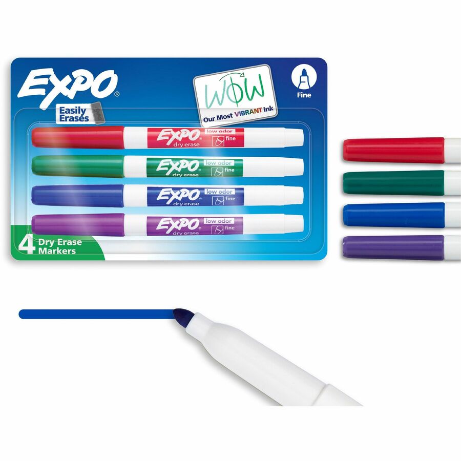 Expo Low-Odor Dry Erase Markers - Erasable - Assorted Ink/ - 4 / Pack