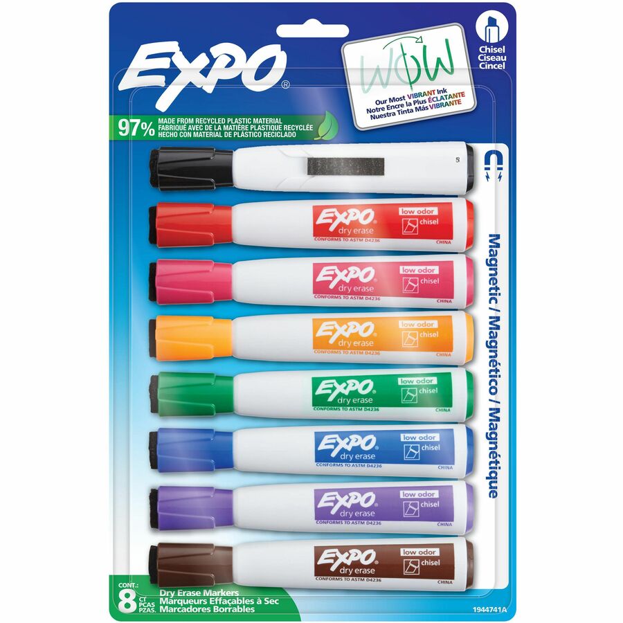 Expo Magnetic Dry-erase Marker - Erasable - Assorted Ink/ - 8 / Pack