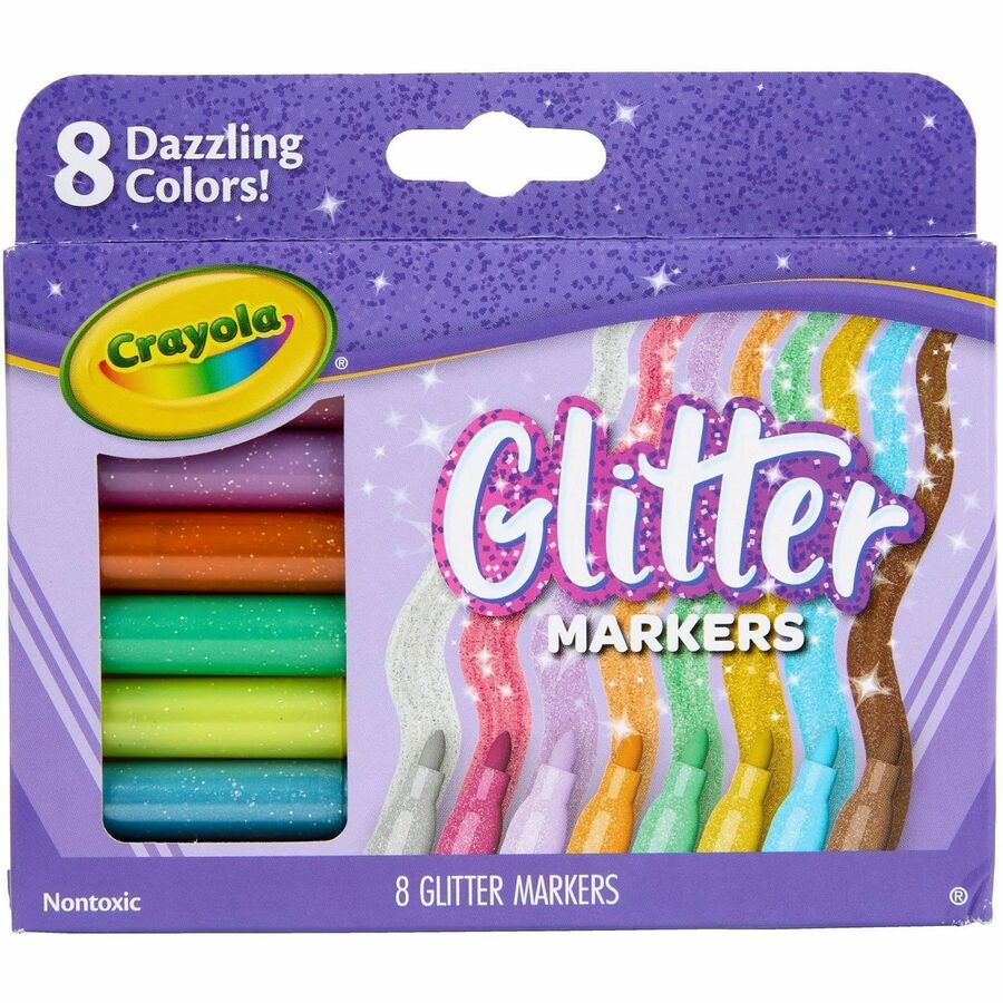 Crayola 8-Color Glitter Markers - School, Art - 8/Set - 1 Each