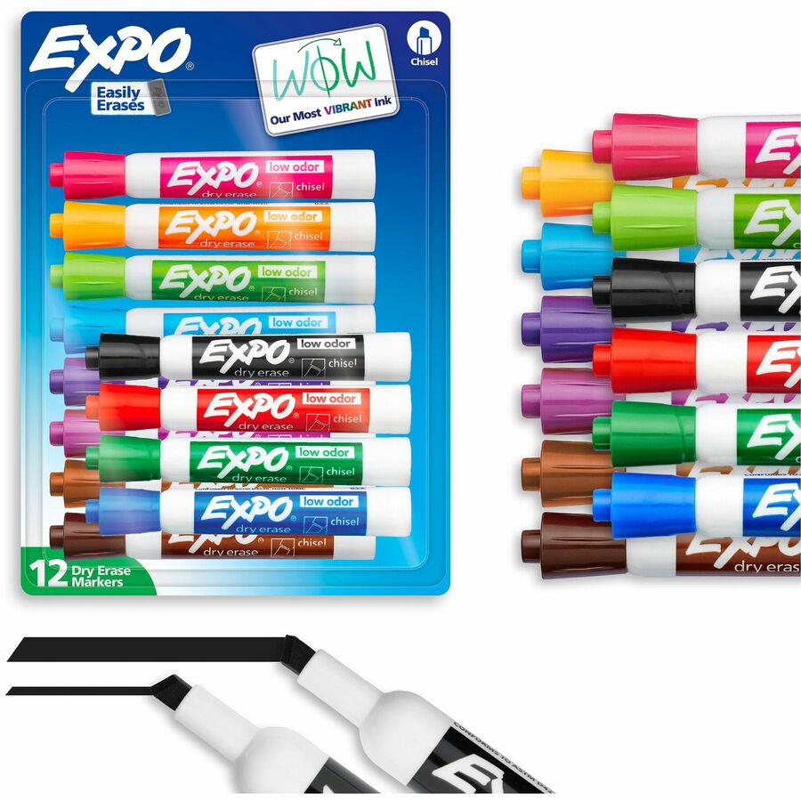 Expo Dry Erase Markers - Erasable - Assorted Ink - Dry - 12 / Set