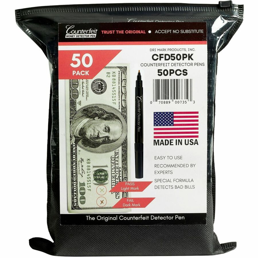Dri Mark Counterfeit Bill Detector Marker Pen - Ink - Black - 50 / Pack