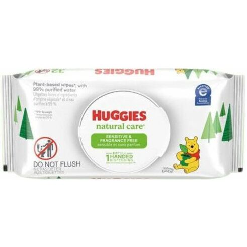 Huggies Natural Care Sensitive Baby Wipes - 6.60" Width x 7.70" Length - White - 56 Wipes/Soft Pack - 8 / Carton