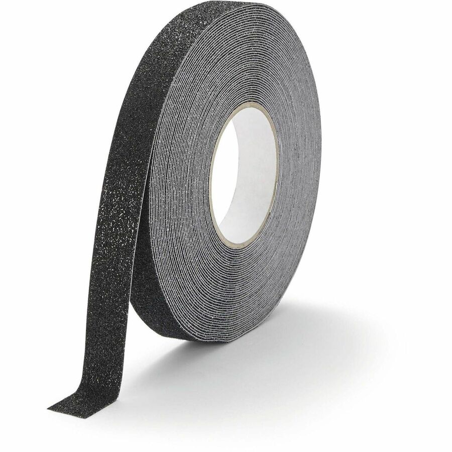 DURABLE Floor Marking Tape DURALINE GRIP+ 25mm - 16.40 yd Length x 0.98" Width x 27.6 mil Thickness - Black - Aluminum, Plastic - Abrasion Resistant, Slip Resistant - For Floor Marking, Ramp, Outdoor, Indoor, Industrial - 1 Roll