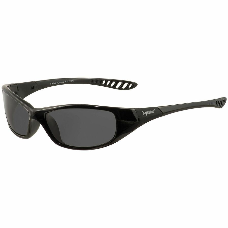 Ansell Health Hellraiser Safety Glasses - Recommended for: Manufacturing, Workplace, Home, Industrial, Outdoor, Eye - Universal - Eye, UVA, UVB, UVC, Smoke, Ultraviolet Protection - Polycarbonate - Smoke Lens - Black Frame - Flexible, Sweat Resistant...