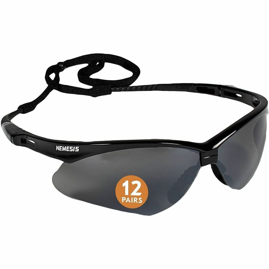 Ansell Health Nemesis Safety Glasses - Recommended for: Construction, Manufacturing, Workplace, Home, Shooting, Industrial, Eye - Eye, UVA, UVB, UVC, Ultraviolet Protection - Polycarbonate - Smoke Lens - Black Frame - Non-slip, Wraparound Frame, Flexib...