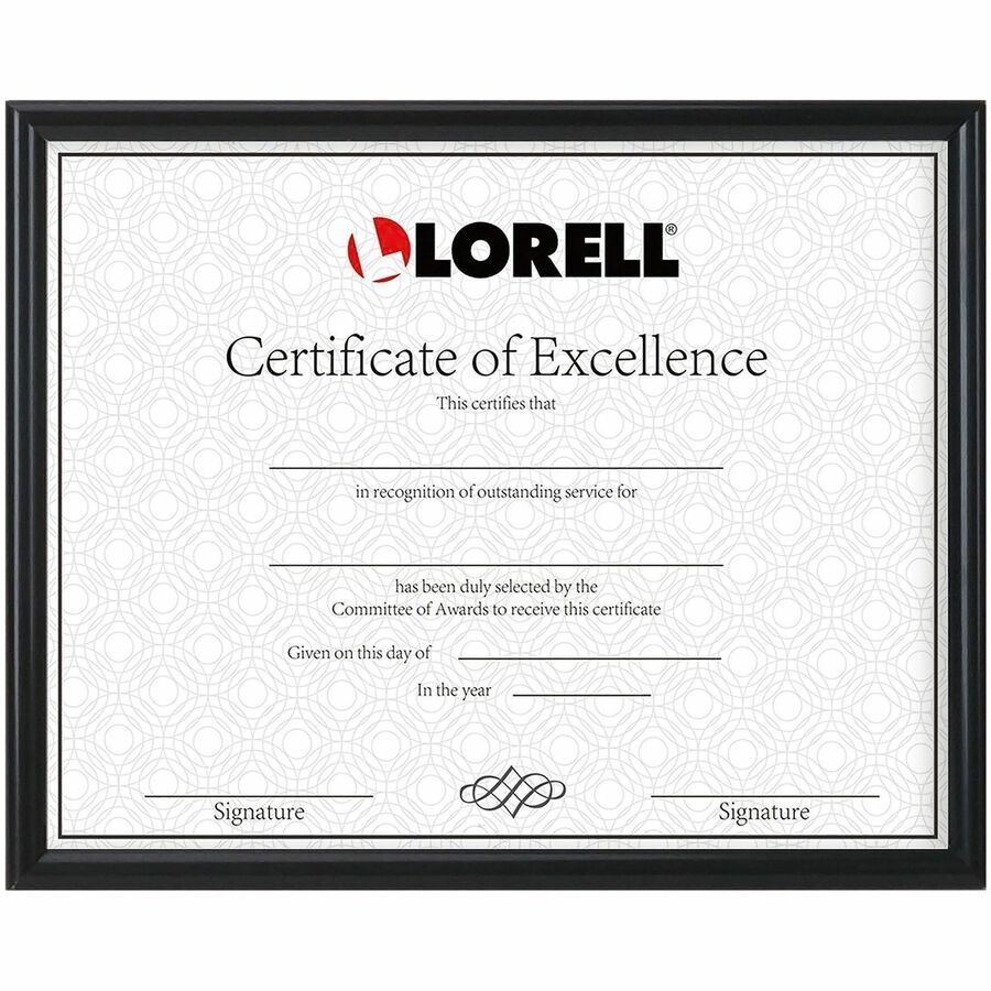Lorell Certificate Frame - 8.50" x 11" Frame Size - Desktop, Wall Mountable - Vertical, Horizontal - Black - 1 Each