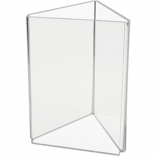 Deflecto 3-Sided Sign/Menu Holder - Support 4" x 6" Media - Plastic, Polystyrene - Clear - 1 Each