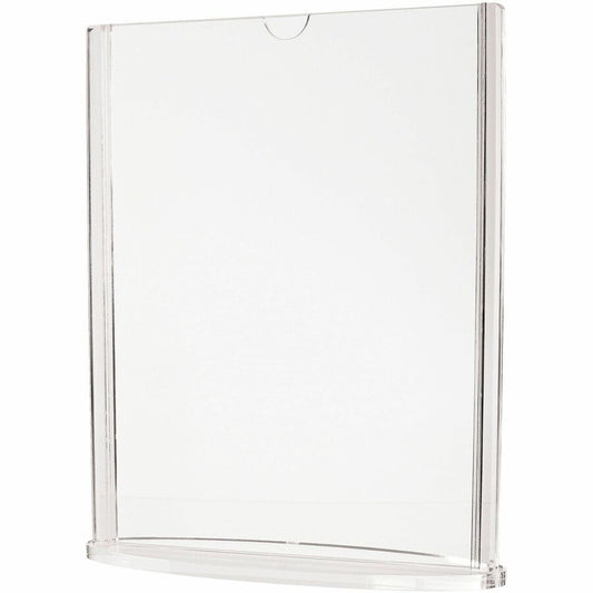 Deflecto Double-Sided Sign Holder w/Base - Support 8.50" x 11" Media - Vertical, Portrait - 11.5" Height x 9.3" Width x 2.4" Depth - Acrylic, Plastic, Polymethyl Methacrylate (PMMA) - Clear - Top Loading, Side-loading, Double-sided, Sturdy - 1 Each