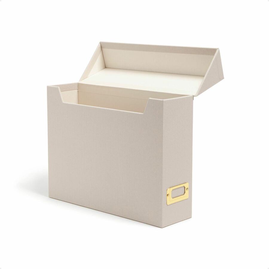 Smead Letter Box File - 8 1/2" x 11" - Linen, Paper, Metal, Stock - Beige - Space Saving, Textured, Labeling Area, Acid-free - 50% Recycled - 1 Each