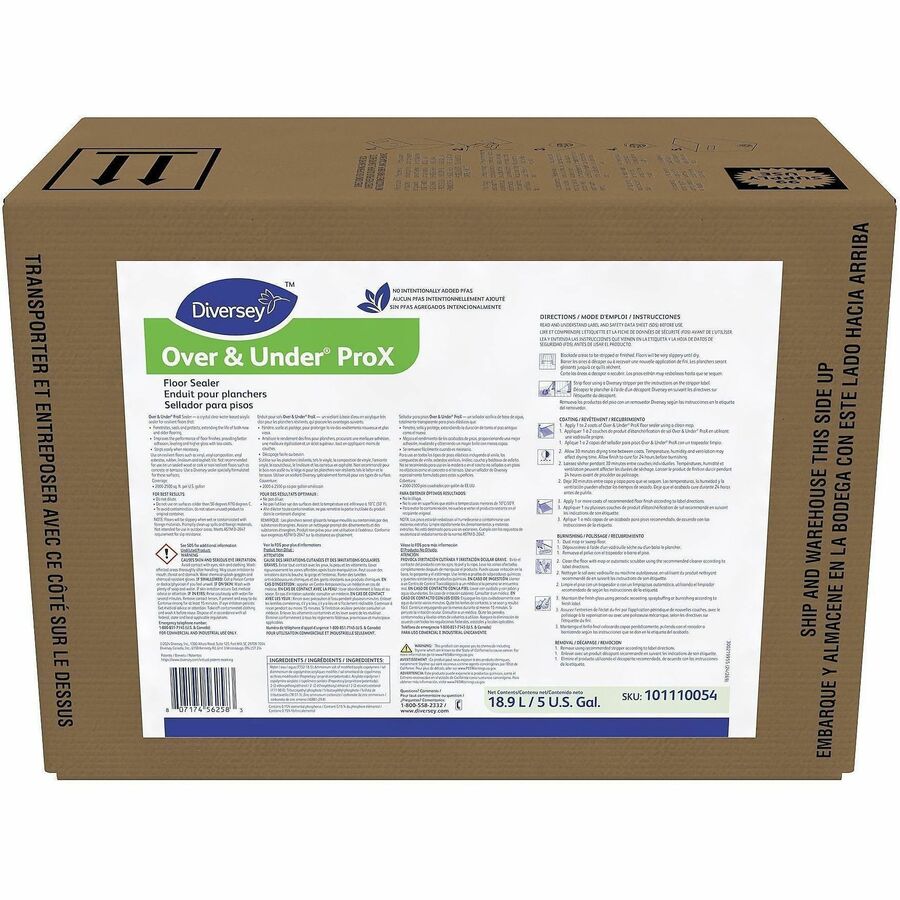 Diversey Over & Under ProX Floor Sealer - For Floor - Ready-To-Use - Liquid - 640 fl oz (20 quart) - 8.3 to 9 pH - Glycol Ether, Ammonia Scent - White - 1 Carton
