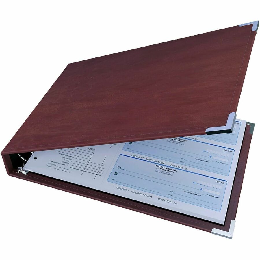 Davis Group Premium 3-Up Business Checkbook Binder - 200 Sheet Capacity - 7 Ring - Pocket: Internal - Vinyl - Burgundy - Pocket - 1 Each